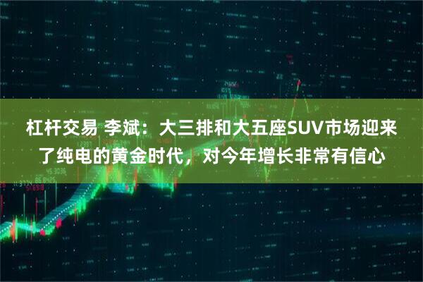 杠杆交易 李斌：大三排和大五座SUV市场迎来了纯电的黄金时代，对今年增长非常有信心